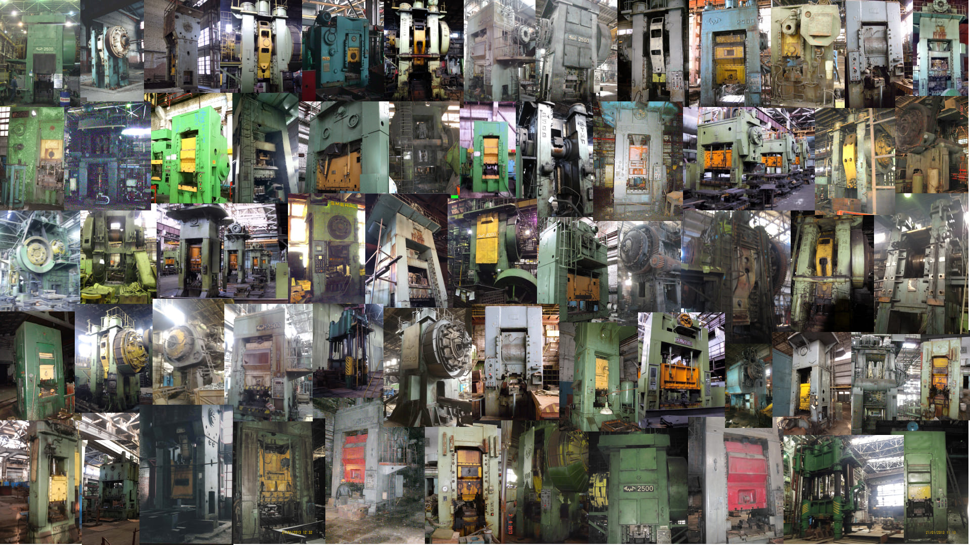 Used industrial metalworking and forging machinery in warehouse